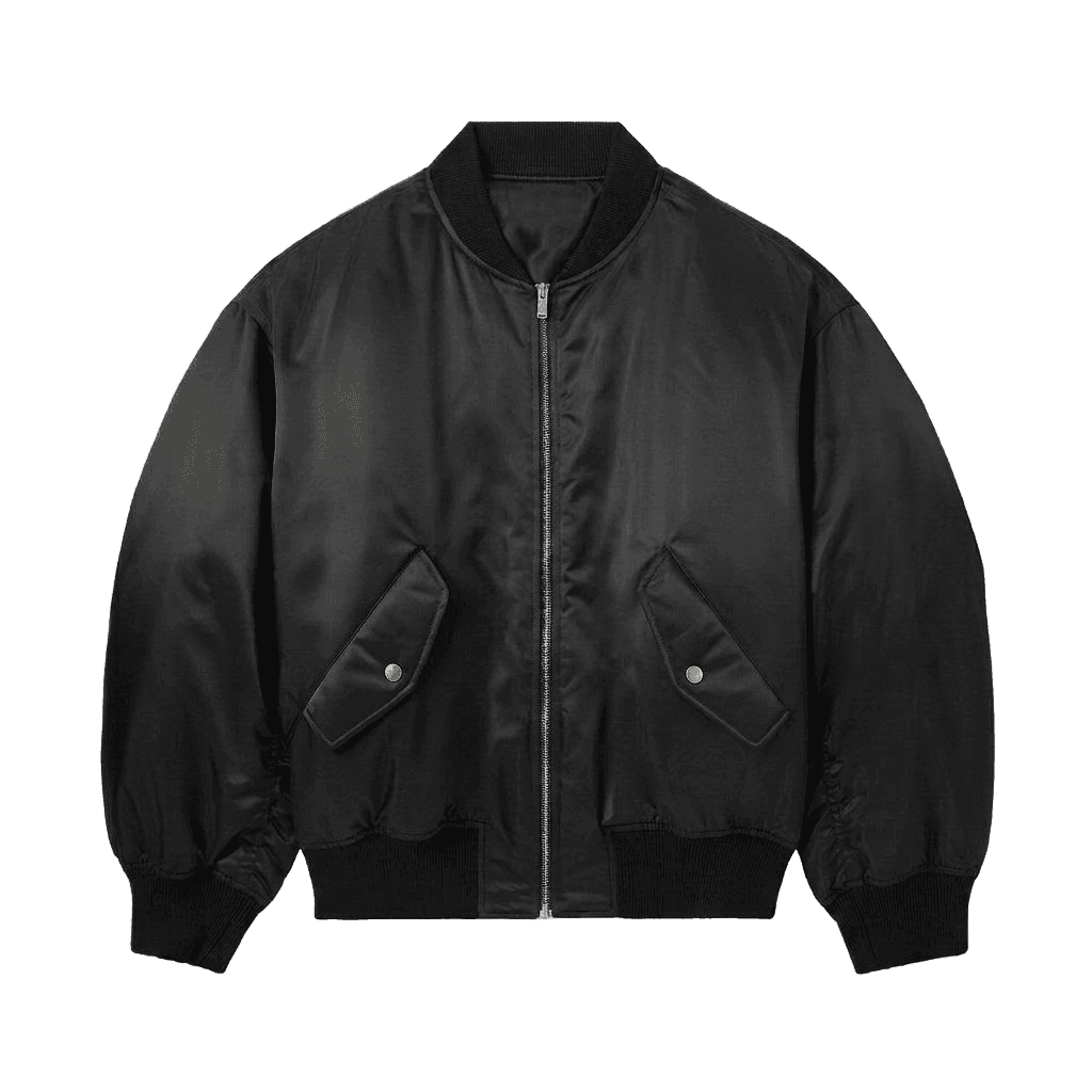 Black Satin Oversized Bomber Jacket