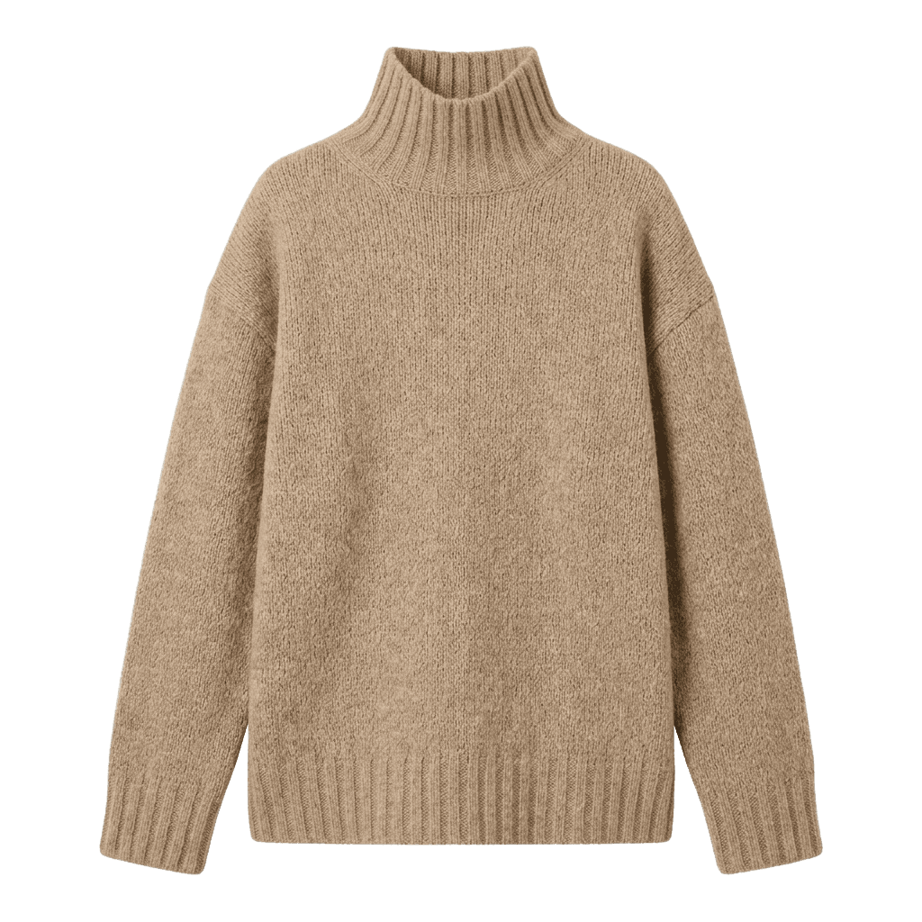 Beige Funnel Neck Sweater