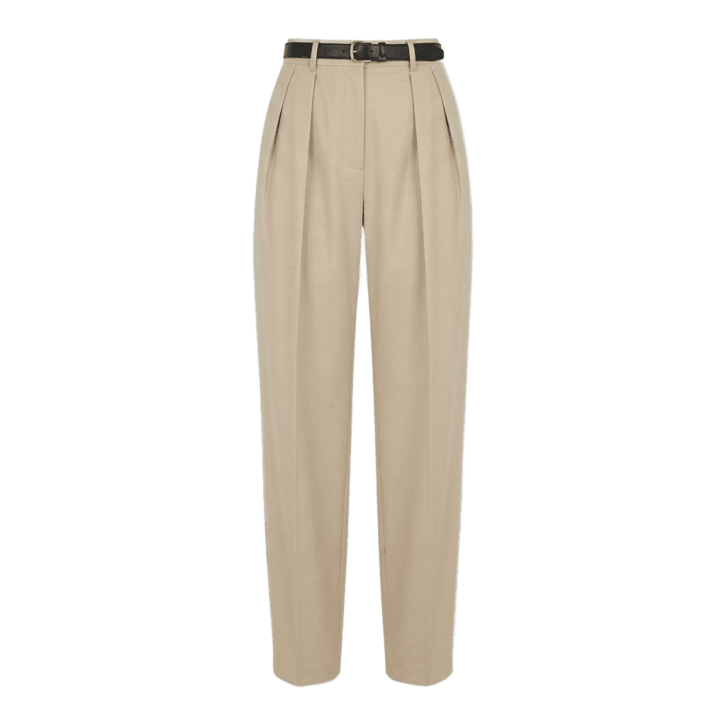 Beige Pleated Trousers