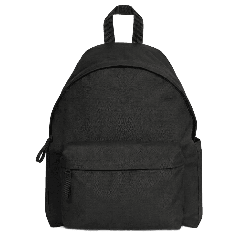 Minimalist Matte Black Daypack with Front Zip Pocket