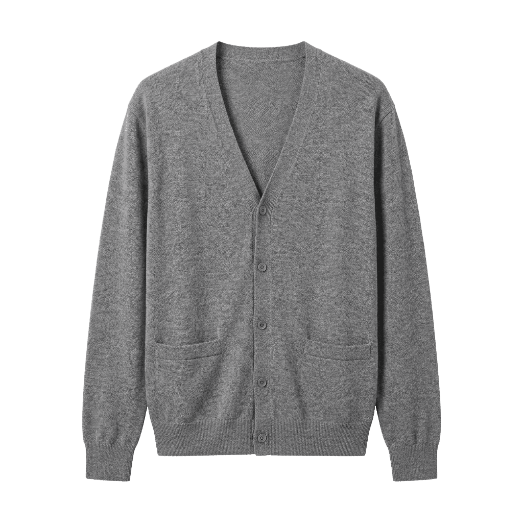 Grey V-Neck Cardigan