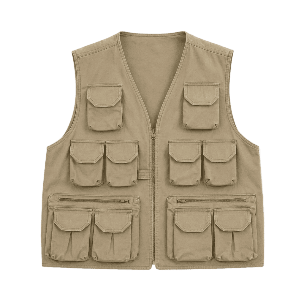 Khaki/tan multi-pocket vest