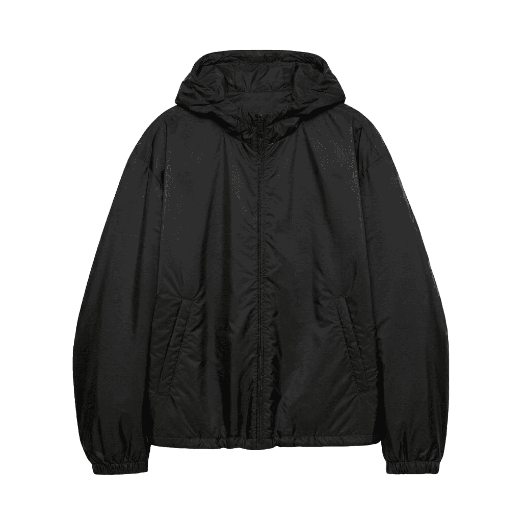 Black Hooded Windproof Shell Jacket