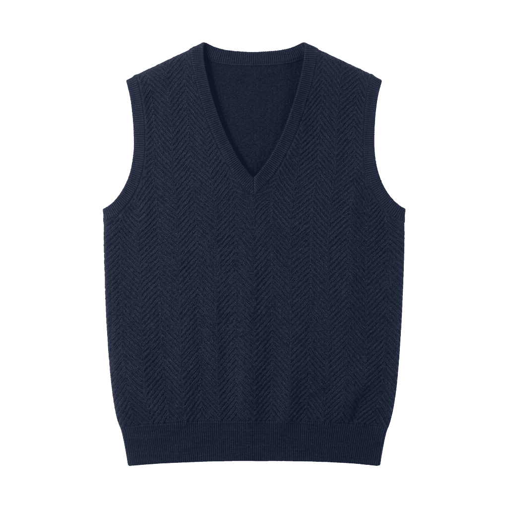 Navy Blue Chevron Knit Vest