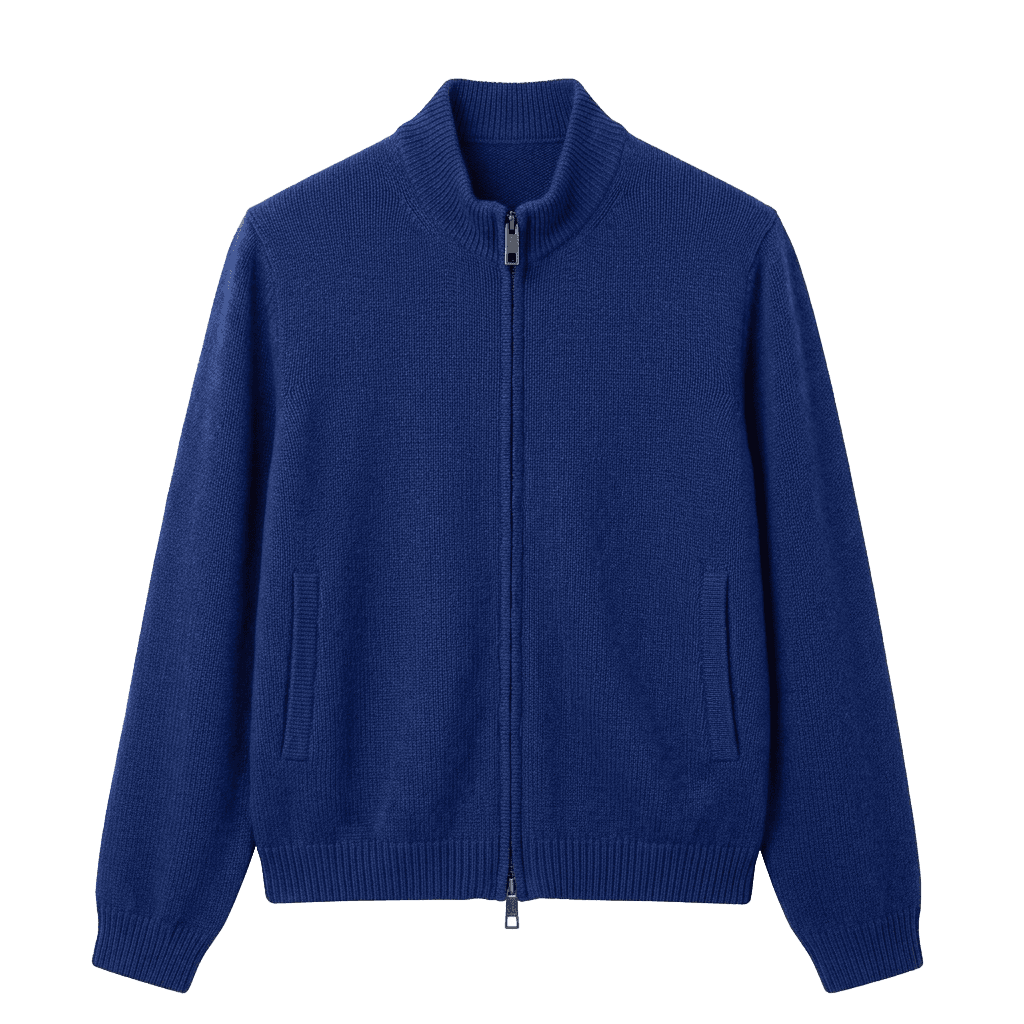 Navy Blue Zip-Up Knitwear