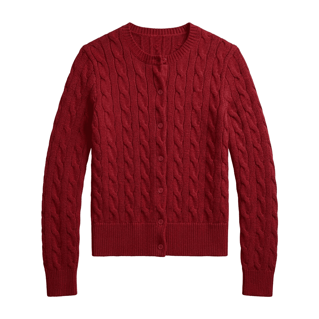Red Cable Knit Cardigan