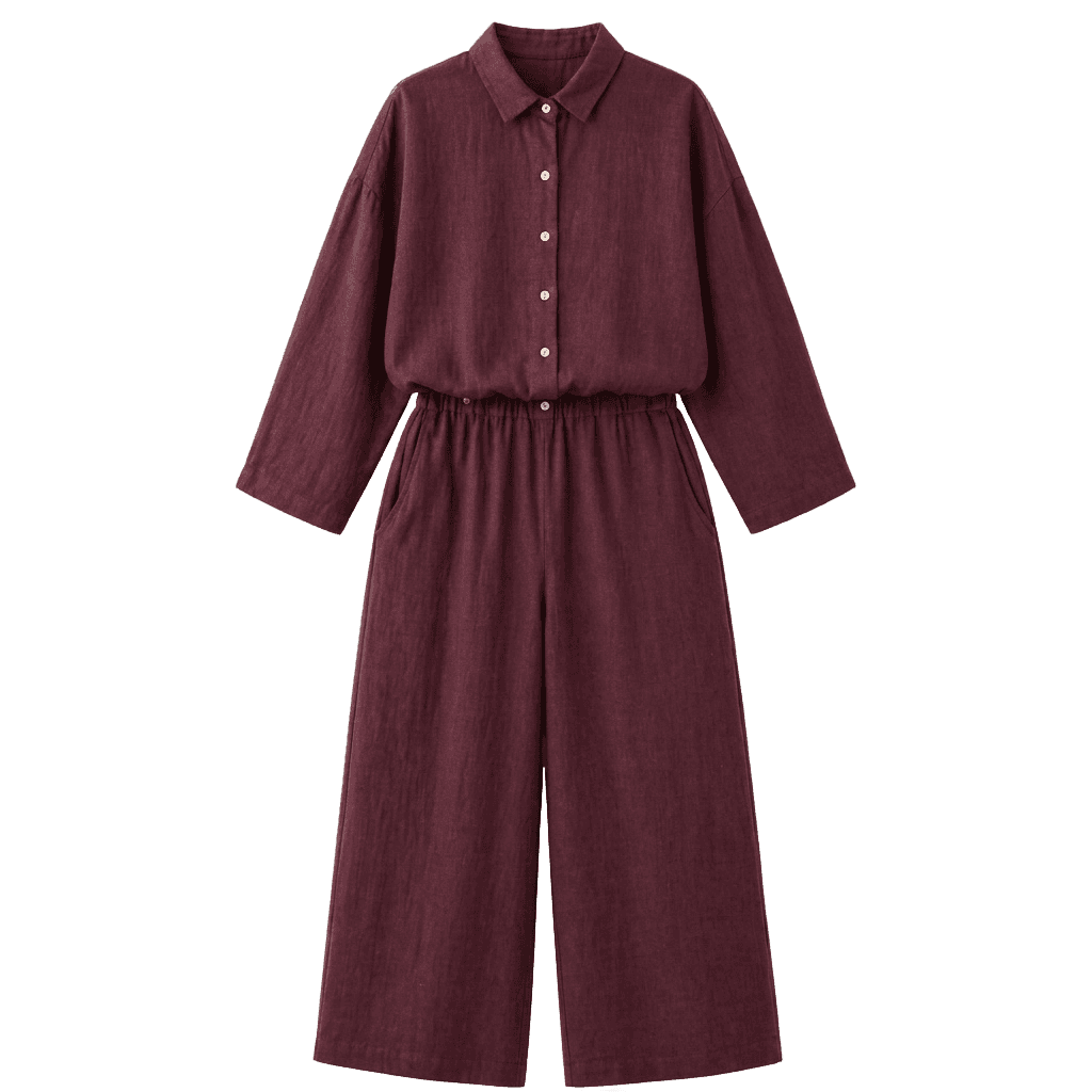 shirt-collar jumpsuit