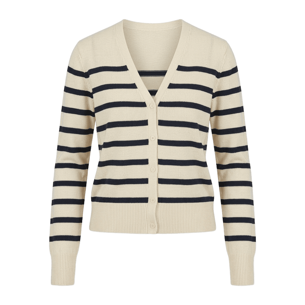 Striped Crew Neck Cardigan