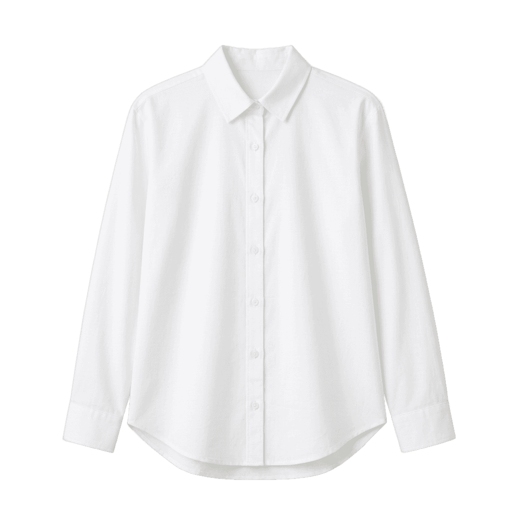 White Long-Sleeve Button-Down Uniform Shirt