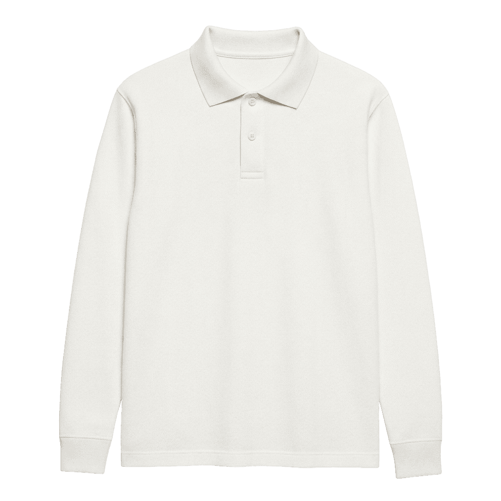 White Long Sleeve Polo Shirt