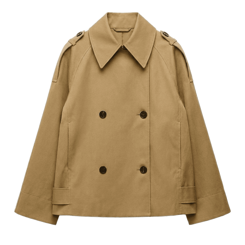 Cropped boxy trench coat