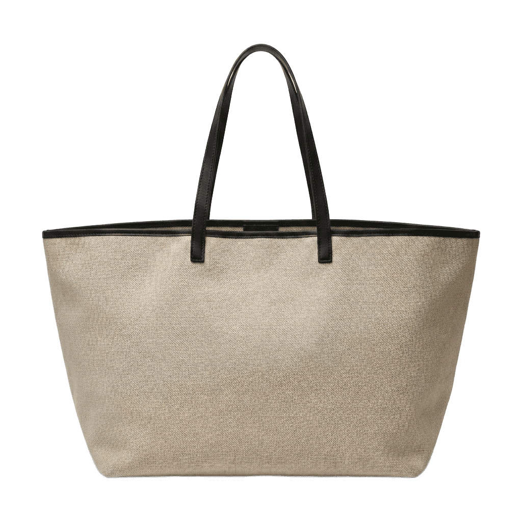 Canvas Tote Bag with Leather Trim