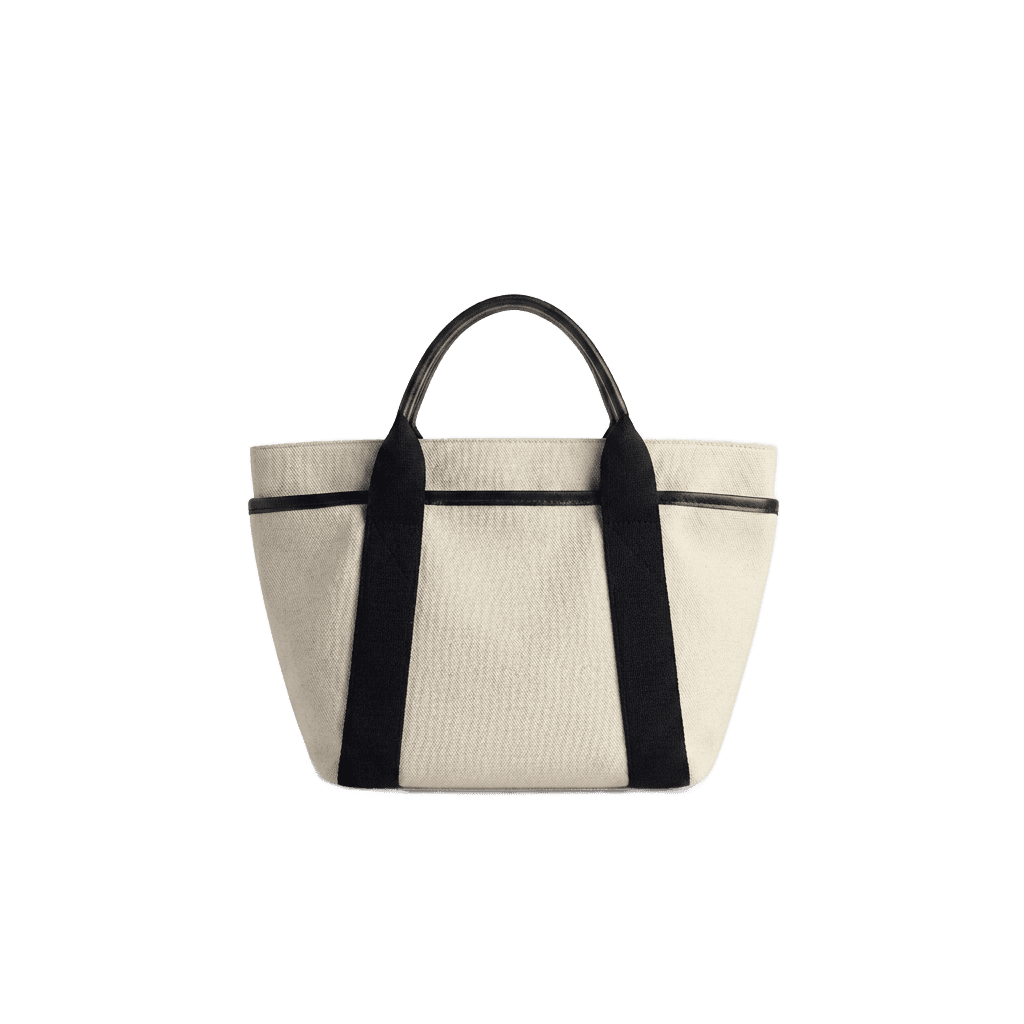 Two-Tone Canvas Bucket Tote Bag