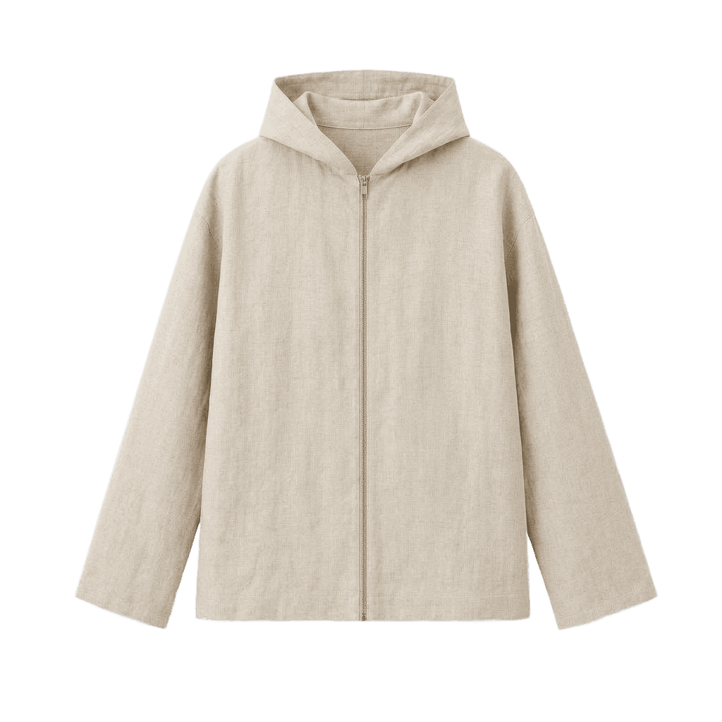 Beige Hooded Linen Jacket