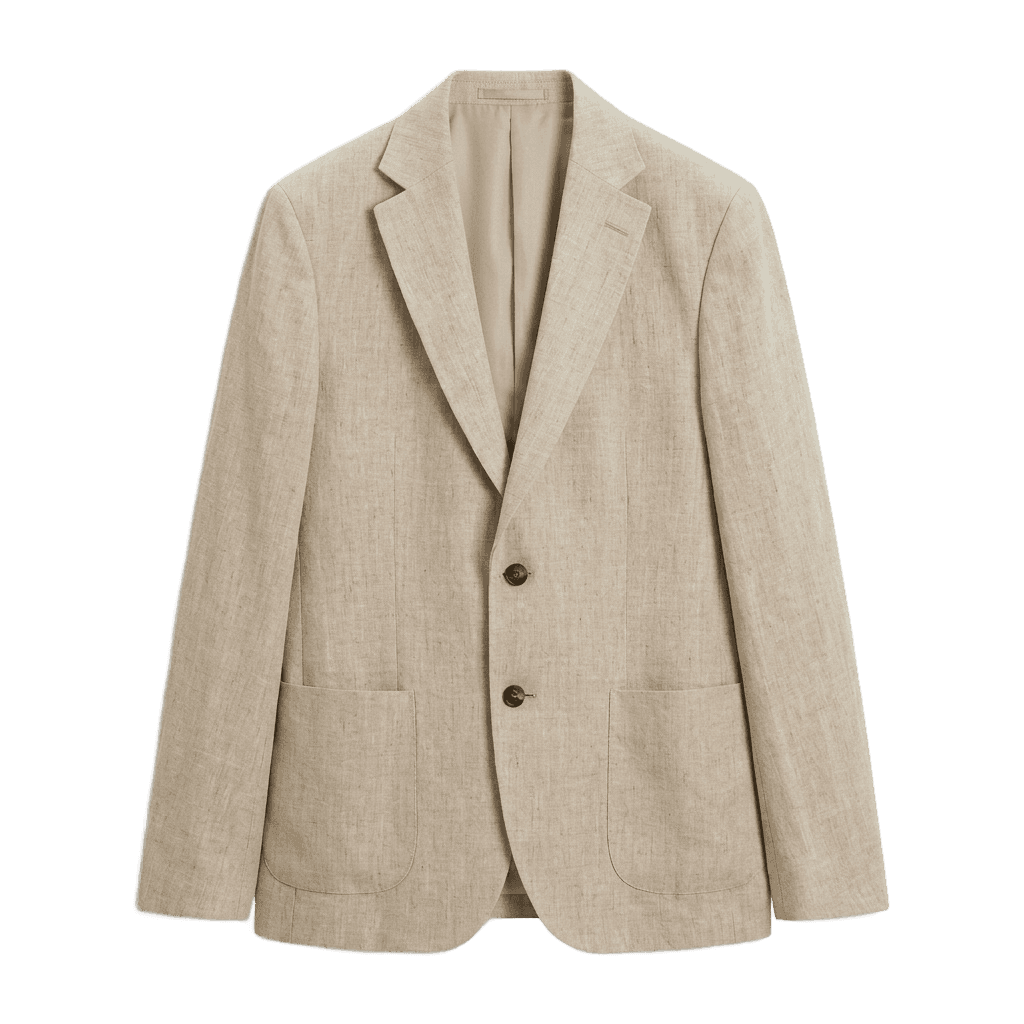 Beige Lined Linen Blazer