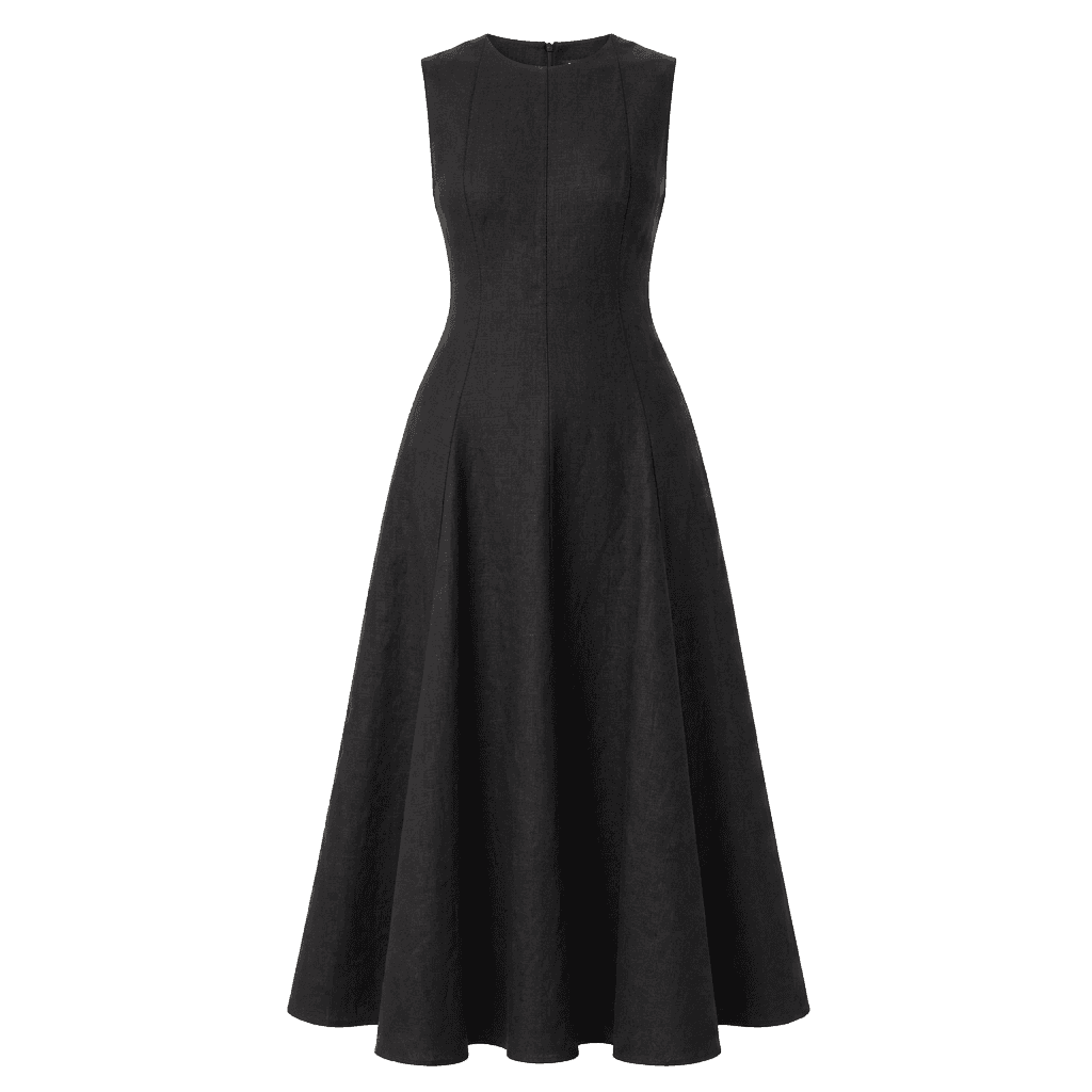 Black Linen Sleeveless Dress