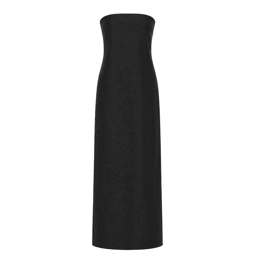 Black Linen Slip Dress