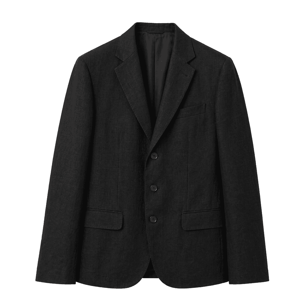 Black Single-Breasted Linen Jacket