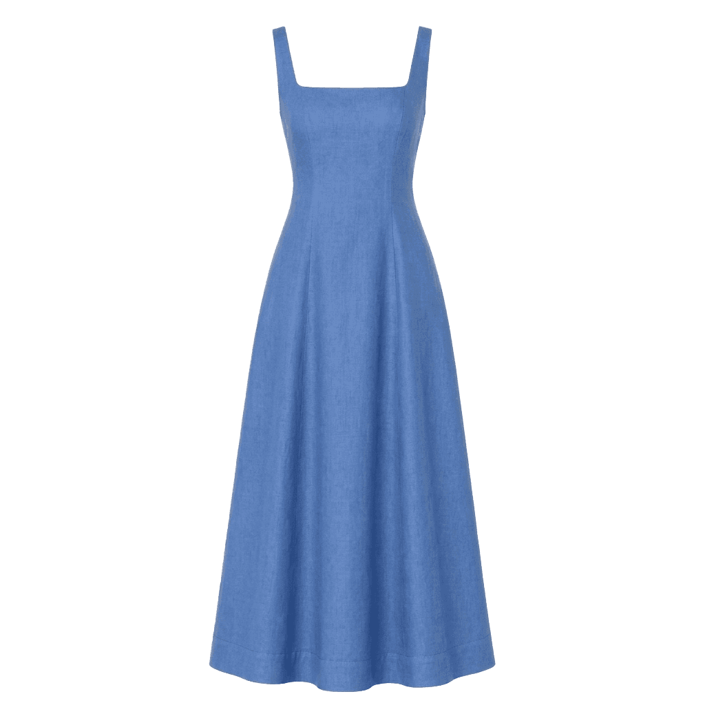 Blue Linen Slip Dress