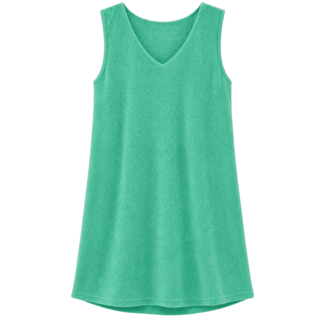 Emerald Green Toweling Sleeveless Dress