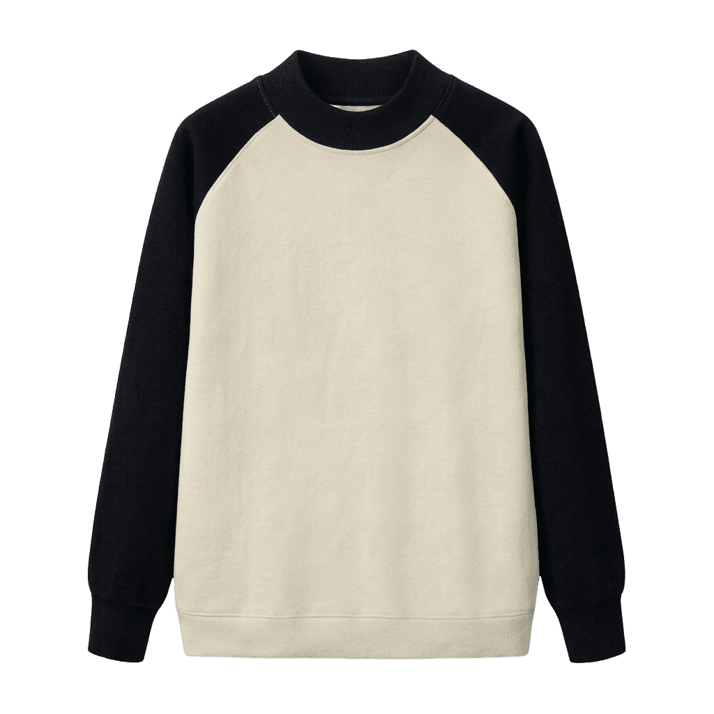 Raglan Sleeve Crewneck Sweatshirt (cream with black sleeves)