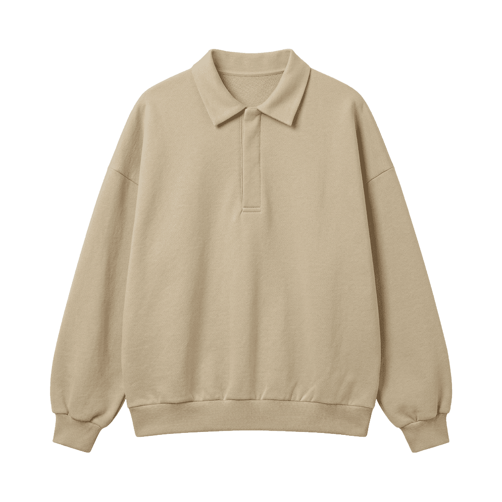 Polo collar 3 Button Placket Sweatshirt