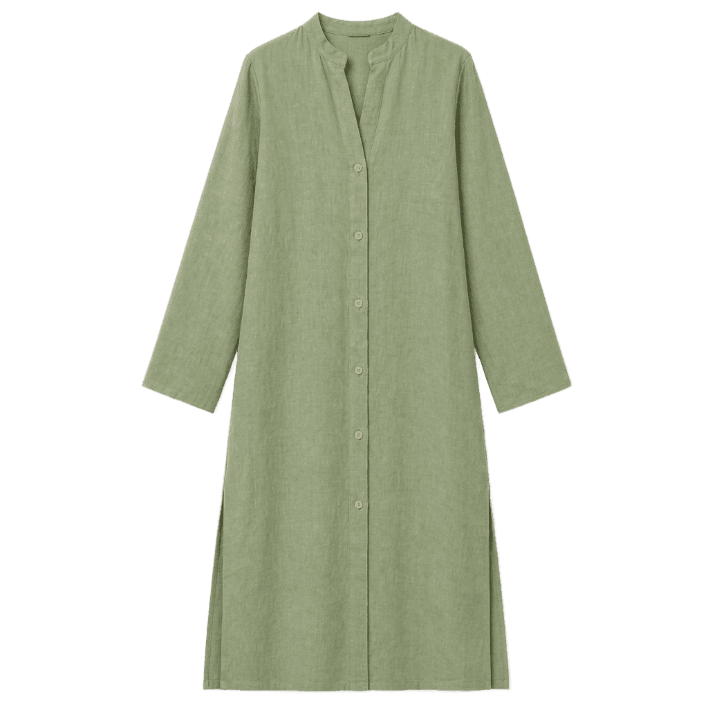Olive Green Linen Kaftan Dress