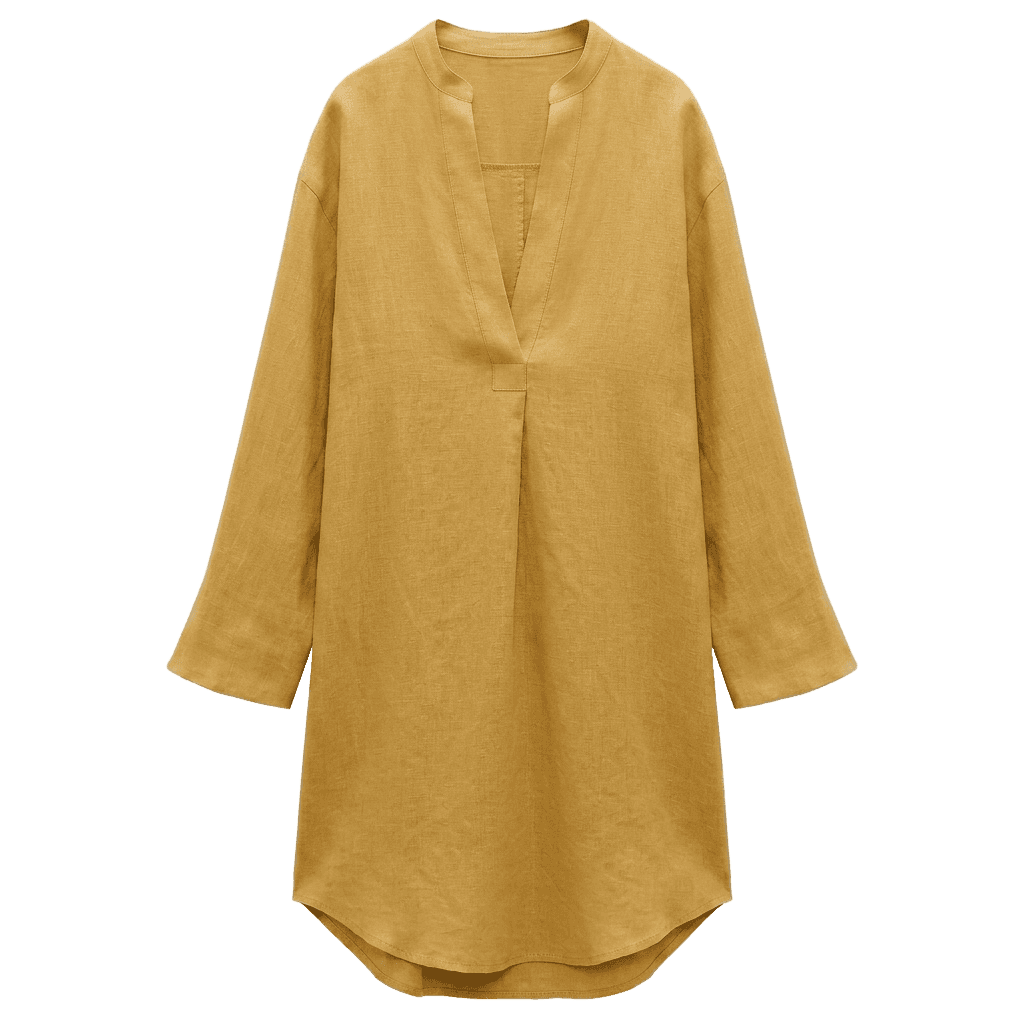 Yellow Linen Tunic Dress